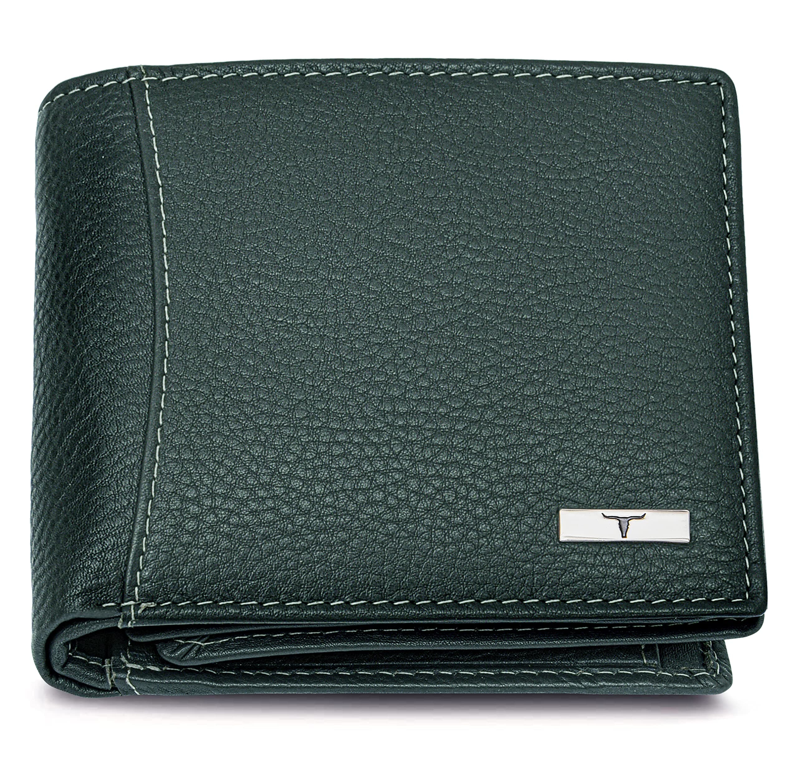 Oliver RFID Blocking Leather Wallet for Men, Green, Contemporary
