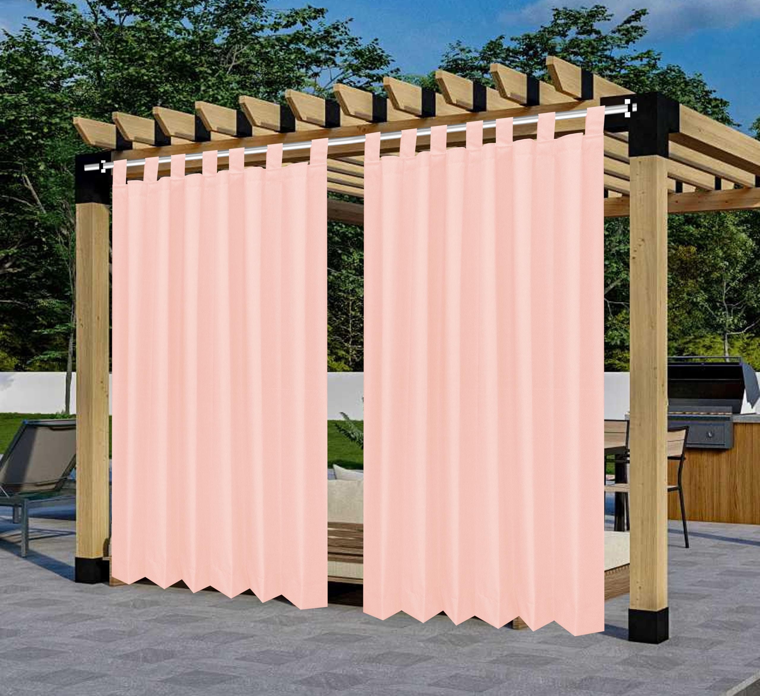 GREEN DECOR Polyester 300GSM Fabric Waterproof Rain & Sun Blockage Curtains(Pink 4.5 X 8 Feet,Pack of 2) with Top Style Loop Used for Door,Balcony,Outdoor & Indoor Area