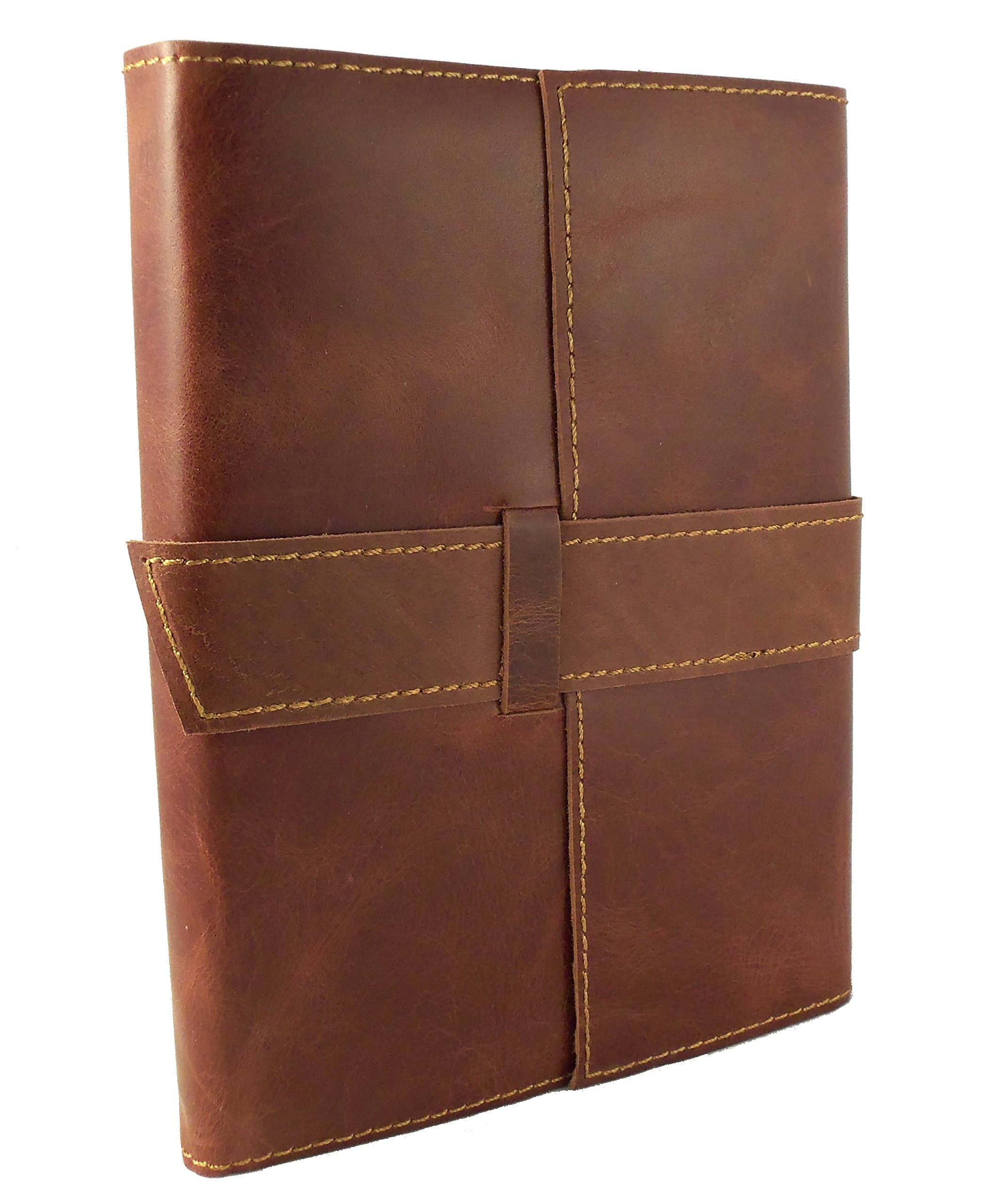 Refillable Leather Travel Journal with Handmade Paper by Rustic Ridge - 6" x 8" - Sketchbook Notebook Diary - Lays Flat