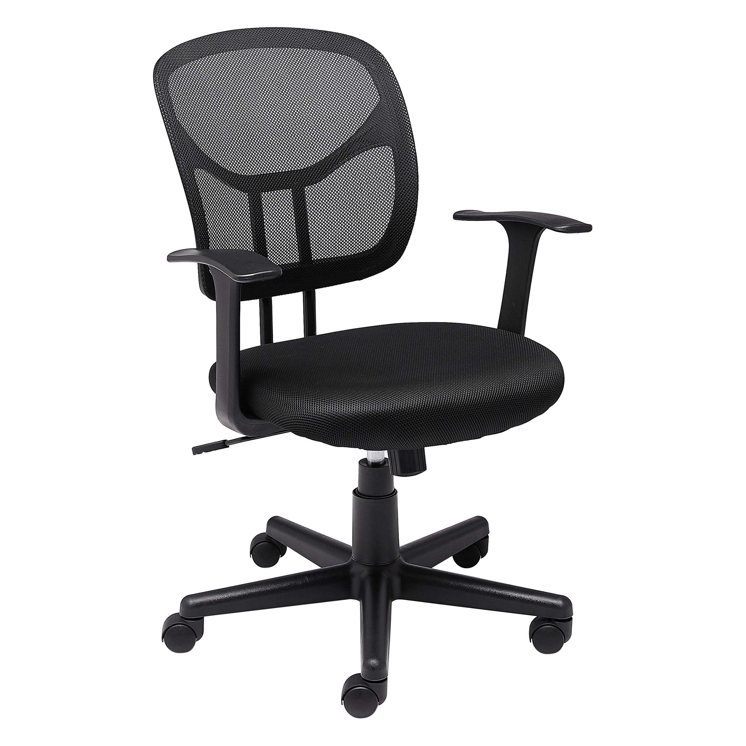Breathable Mesh Mid-Back Office Desk Chair with Armrests, Lumbar Support, 360-Degree Swivel, Adjustable-Height, Black