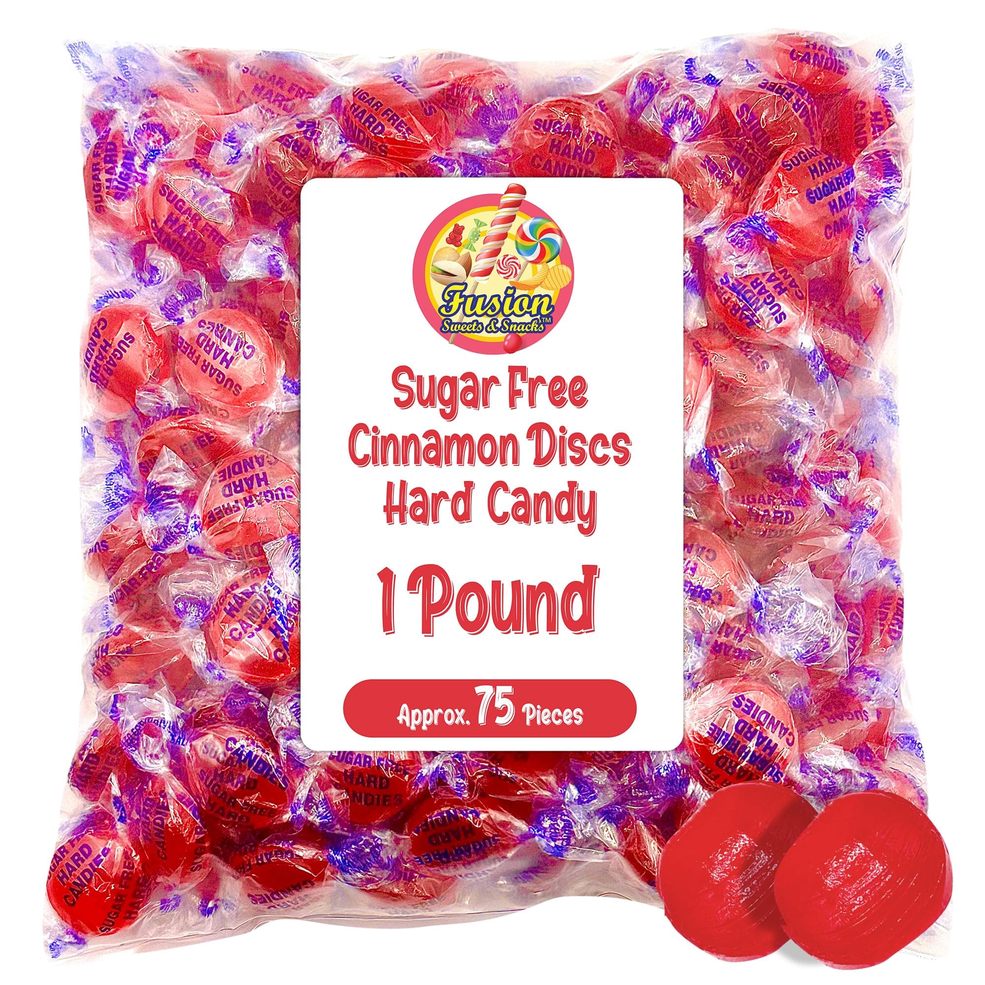 Sugar Free Cinnamon Hard Candy Arcor- 1lb Bulk Bag (Approx. 75 pieces), Individually Wrapped | Premium Sugar Free Cinnamon Candy | Delicious Keto Friendly Premium Treats