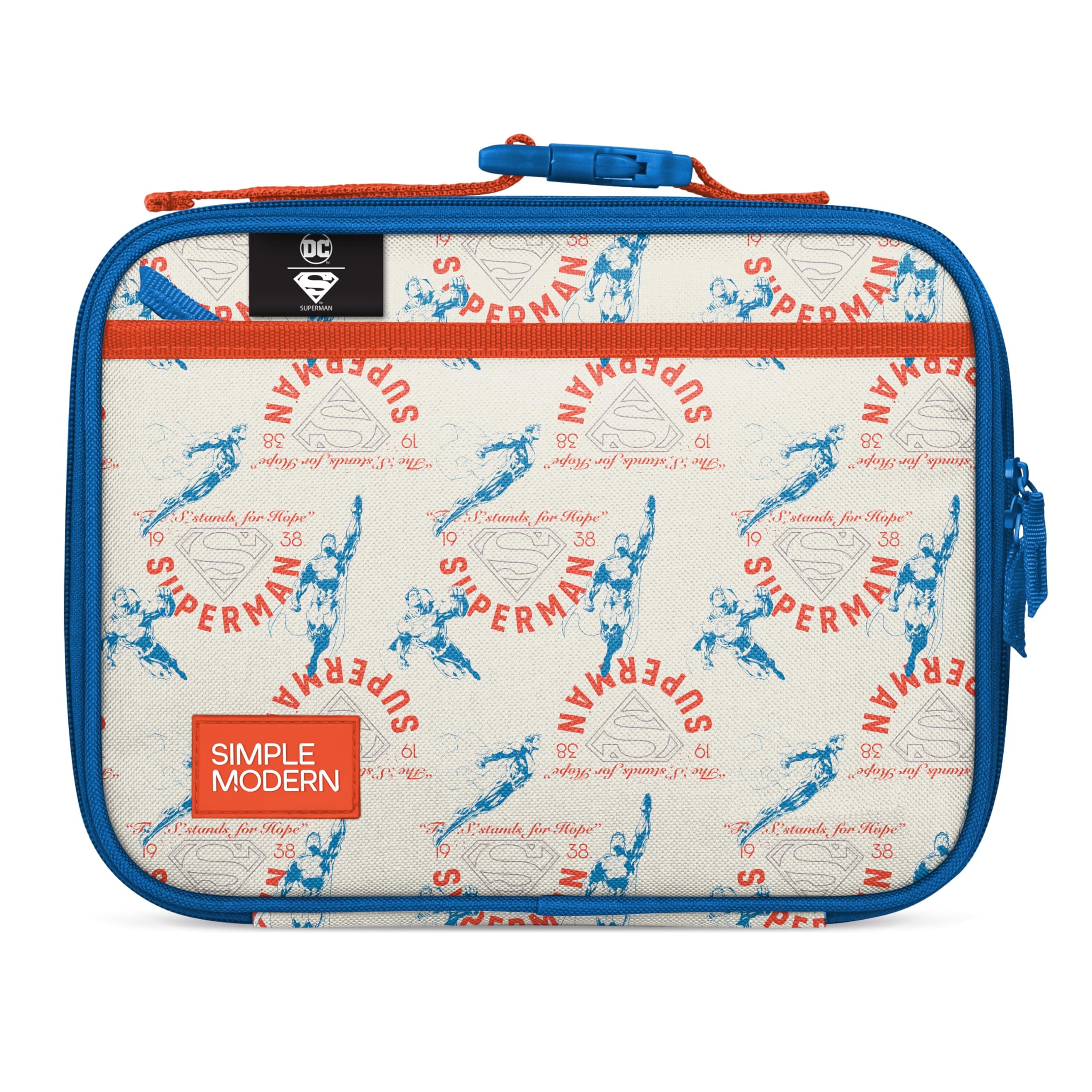Simple Modern DC Comics Superman Kids Lunch Box for School | Reusable Insulated Lunch Bag for Toddler, Girl, and Boy | Exterior & Interior Pockets | Hadley Collection | Superman Stand for Hope