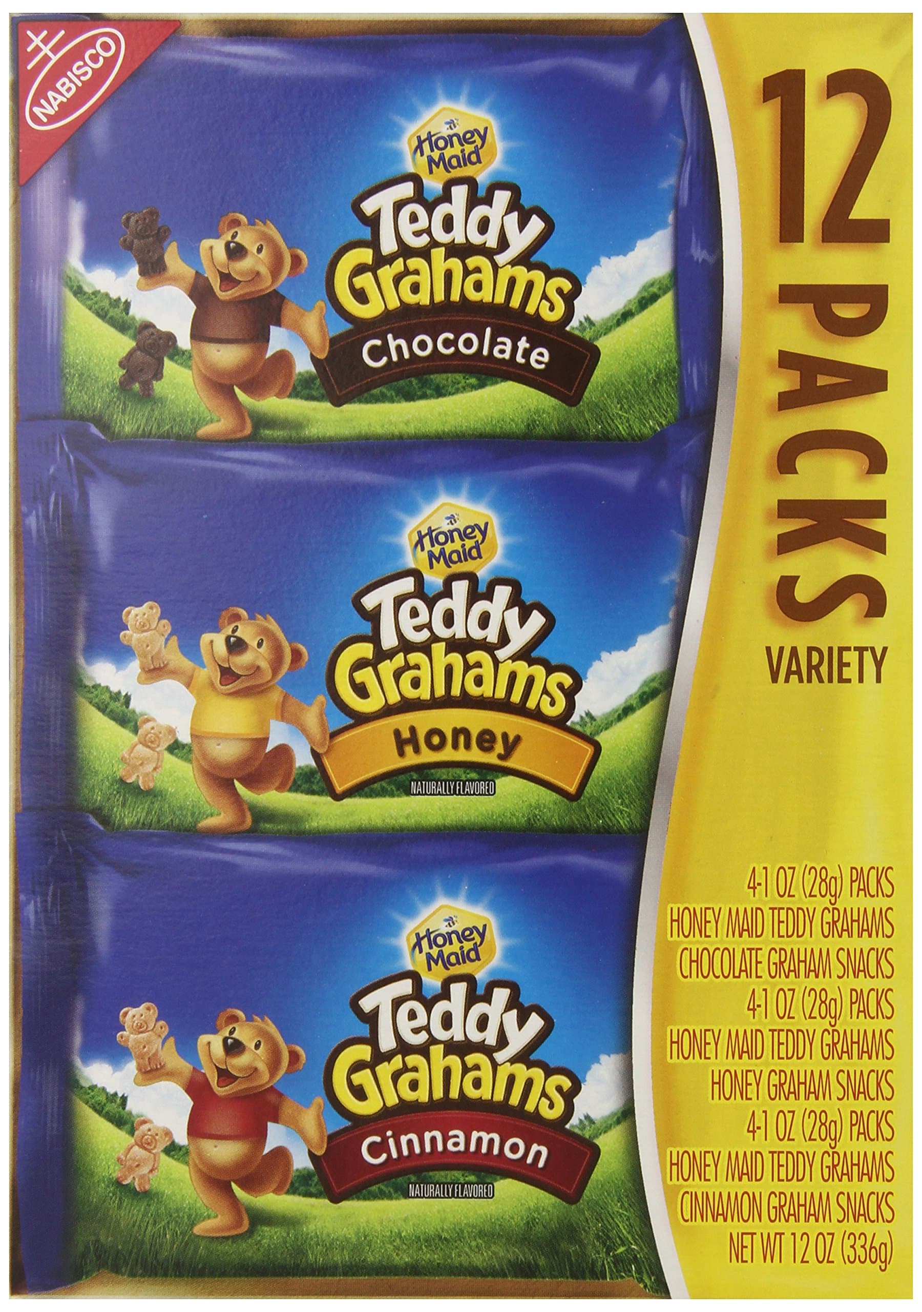 Teddy Grahams Snacks, Variety Pack (1-Ounce Packages), 12-Count Trays (Pack of 2)