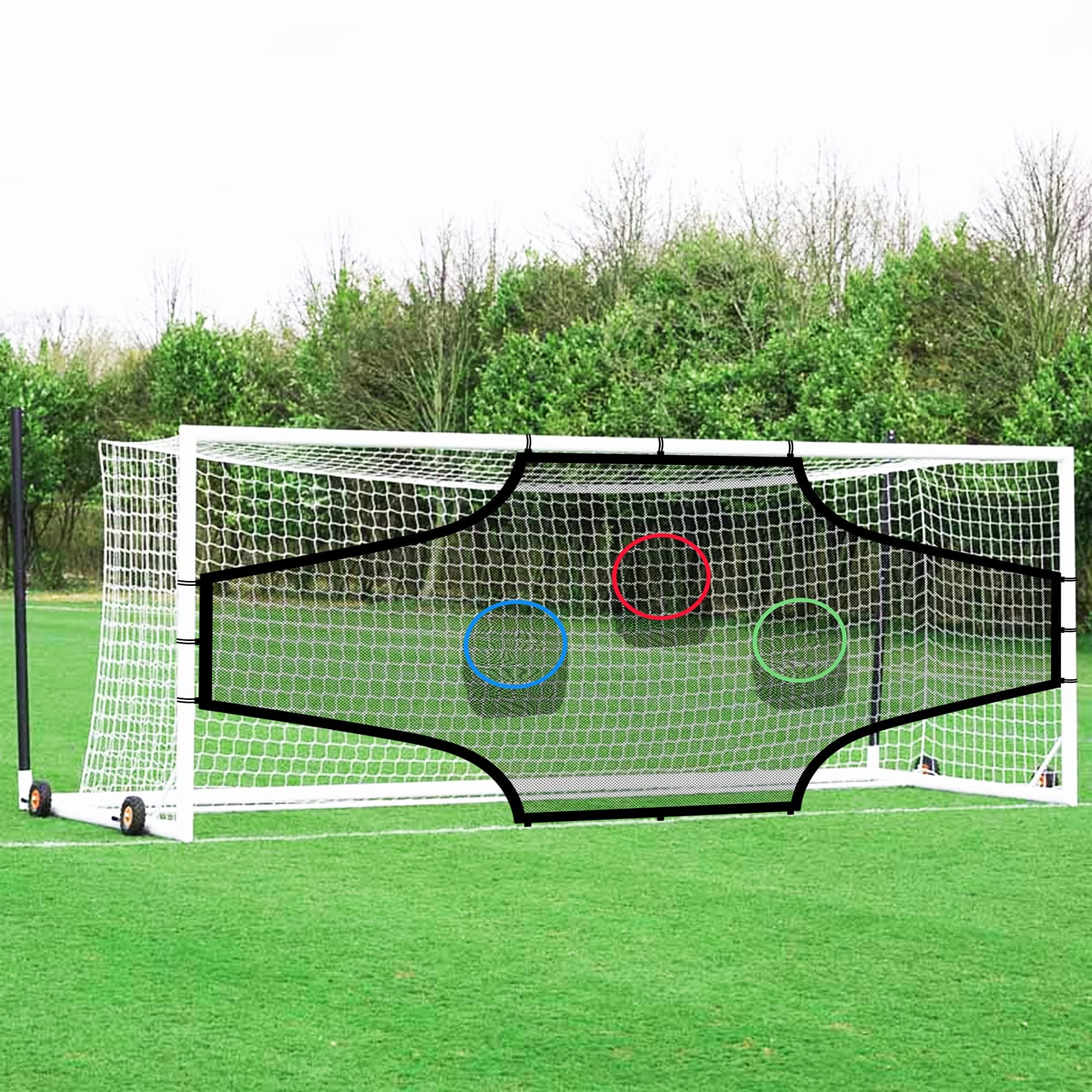PROLEE Soccer Goal Target Nets 24ft/12ft with 7 Scoring Zones - Soccer Goal Training Aide with Colorful Targets - Hard-Wearing Martial for Longer Lasting
