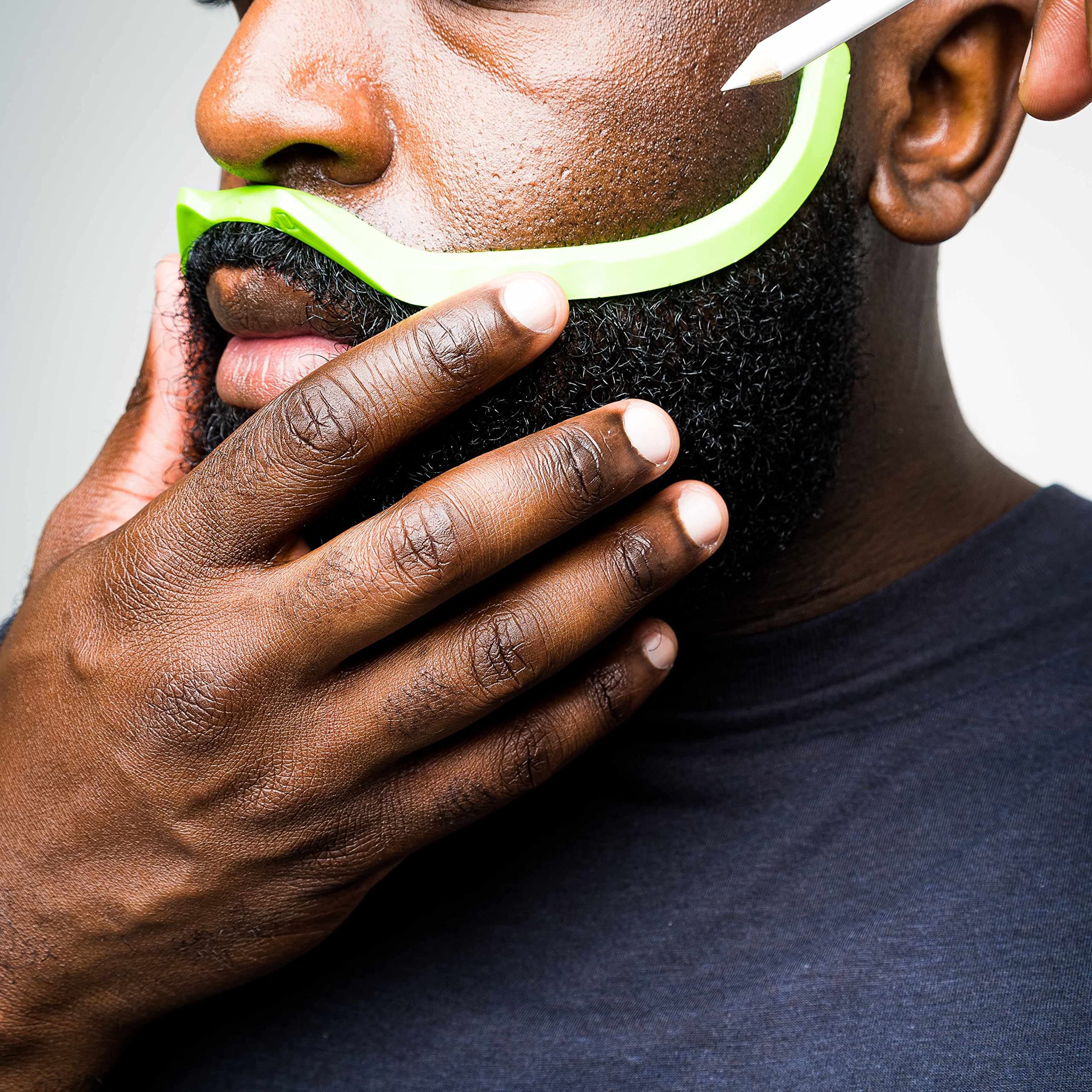 BEVERLEY’S Brink: The Clean Edge G2 - Beard Shaping Tool, Stencil for Most Male Facial Sizes (90mm Barber Pencil Included)