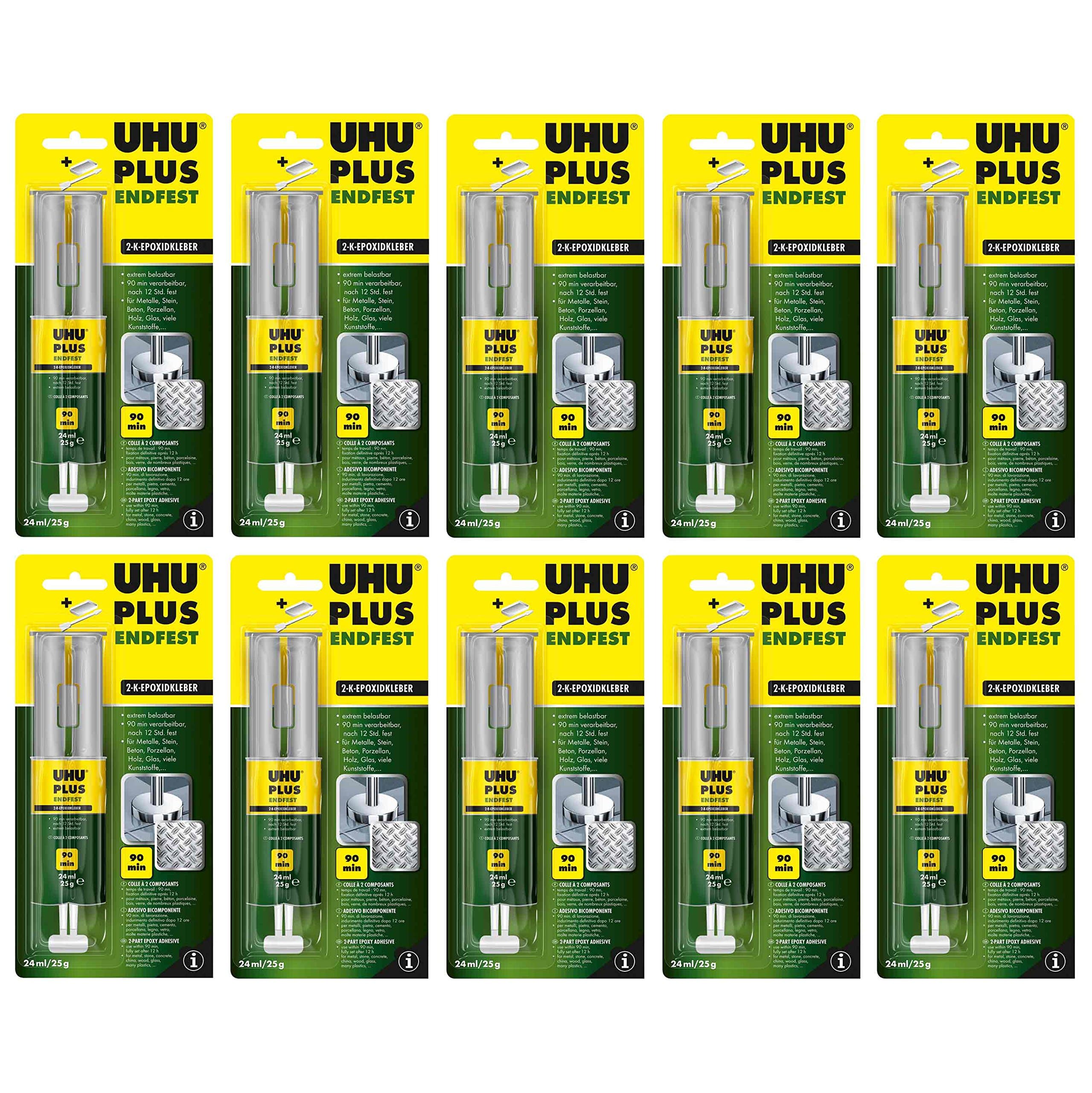 10 x UHU Plus Endfest 2 K Epoxy Adhesive 10 x 25g for High Loads