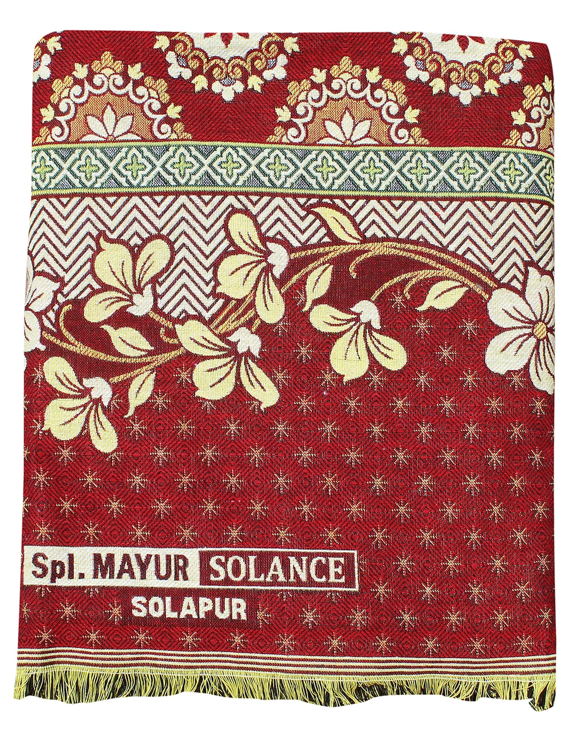 Cotton Mayur Pankh Solapuri Chaddar (Extra Large Double, Red)