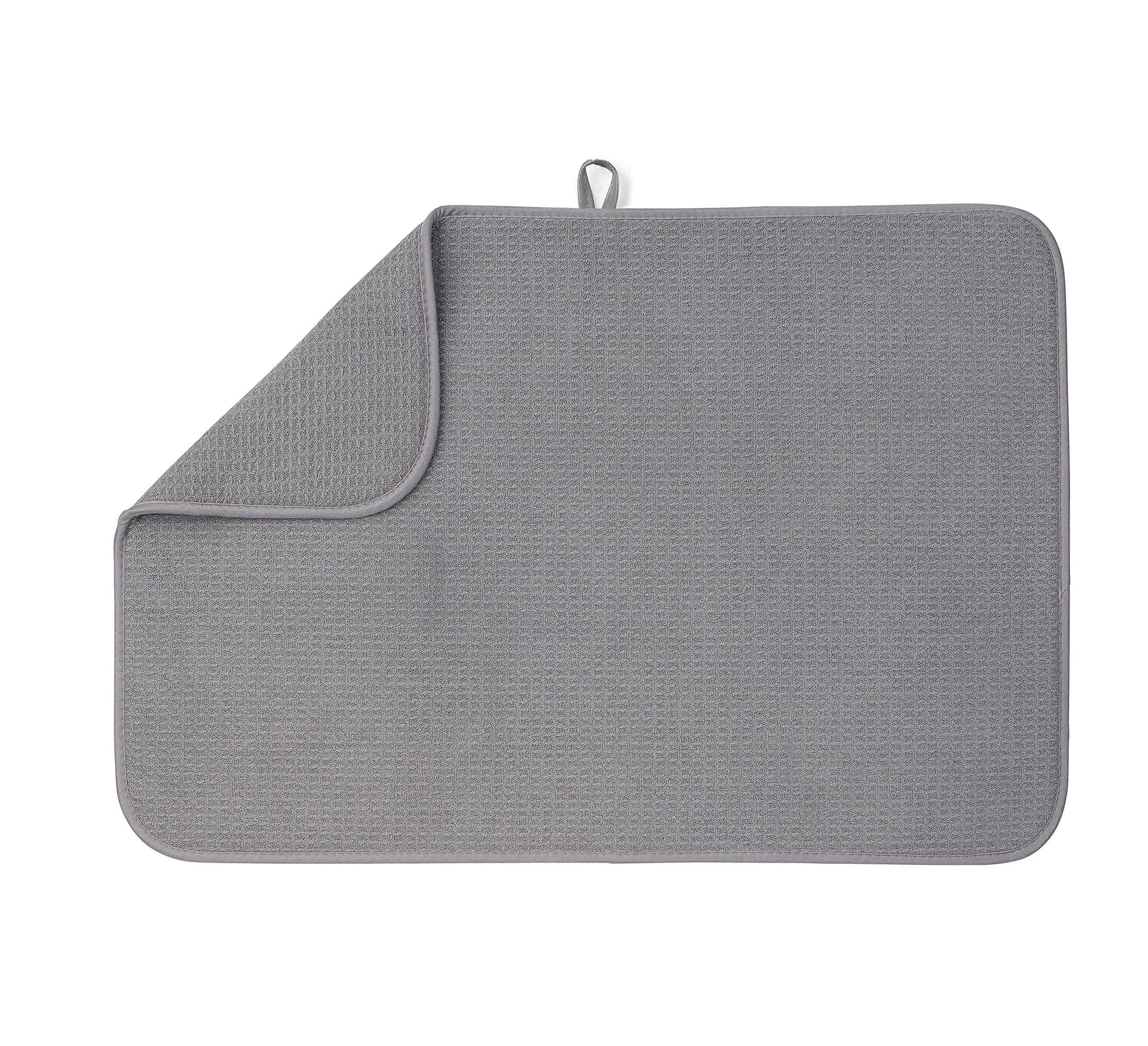Bellemain XL Dish Mat 24" x 17" ( LARGEST MAT ) Microfiber Dish Drying Mat , Super absorbent ( Dark Gray )