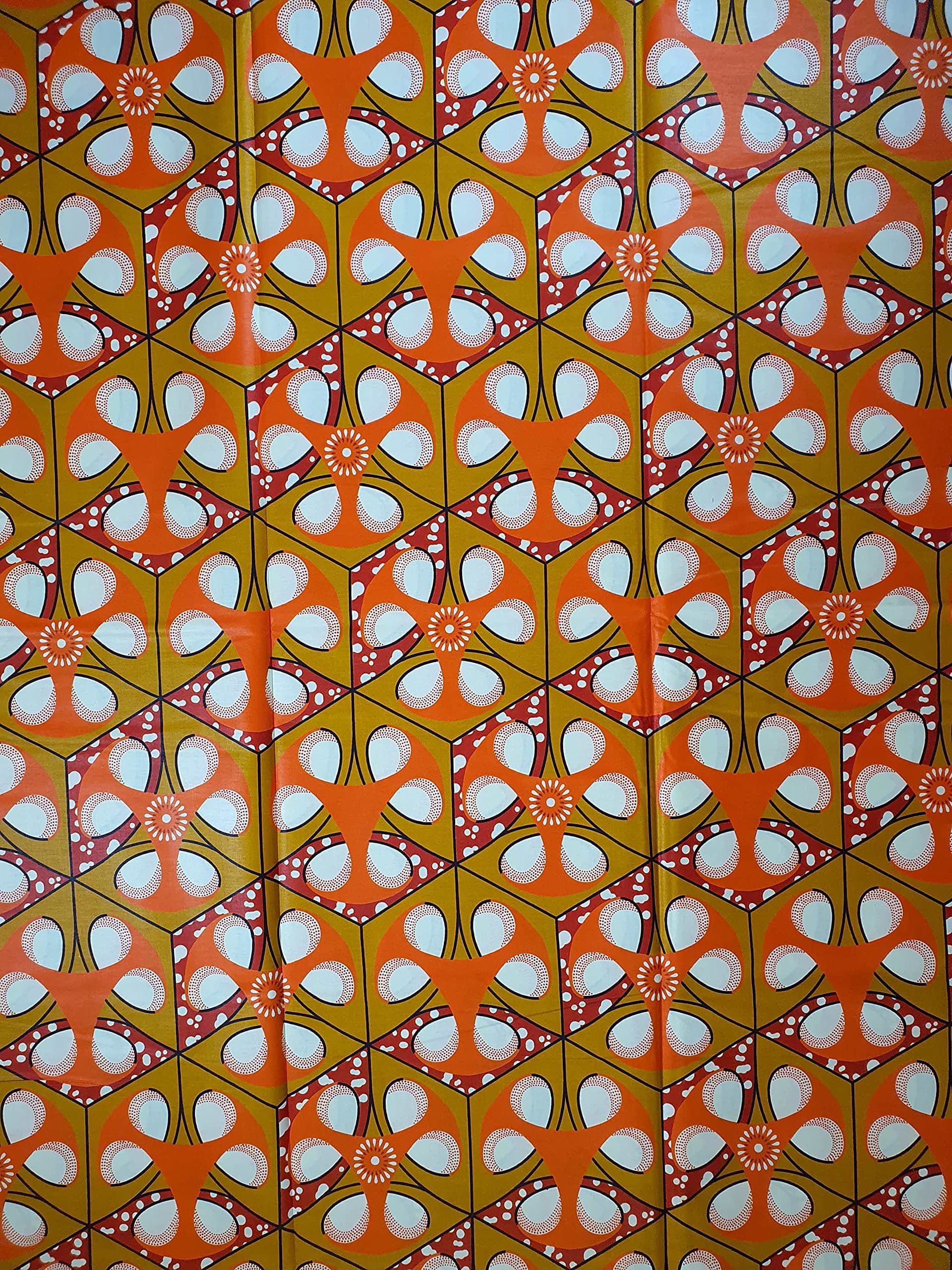 African Design Print Fabric - 6 Yards Pack - 5.5m x 1.2m - Ankara Fabric for Cloth Making, Swing and Decorating