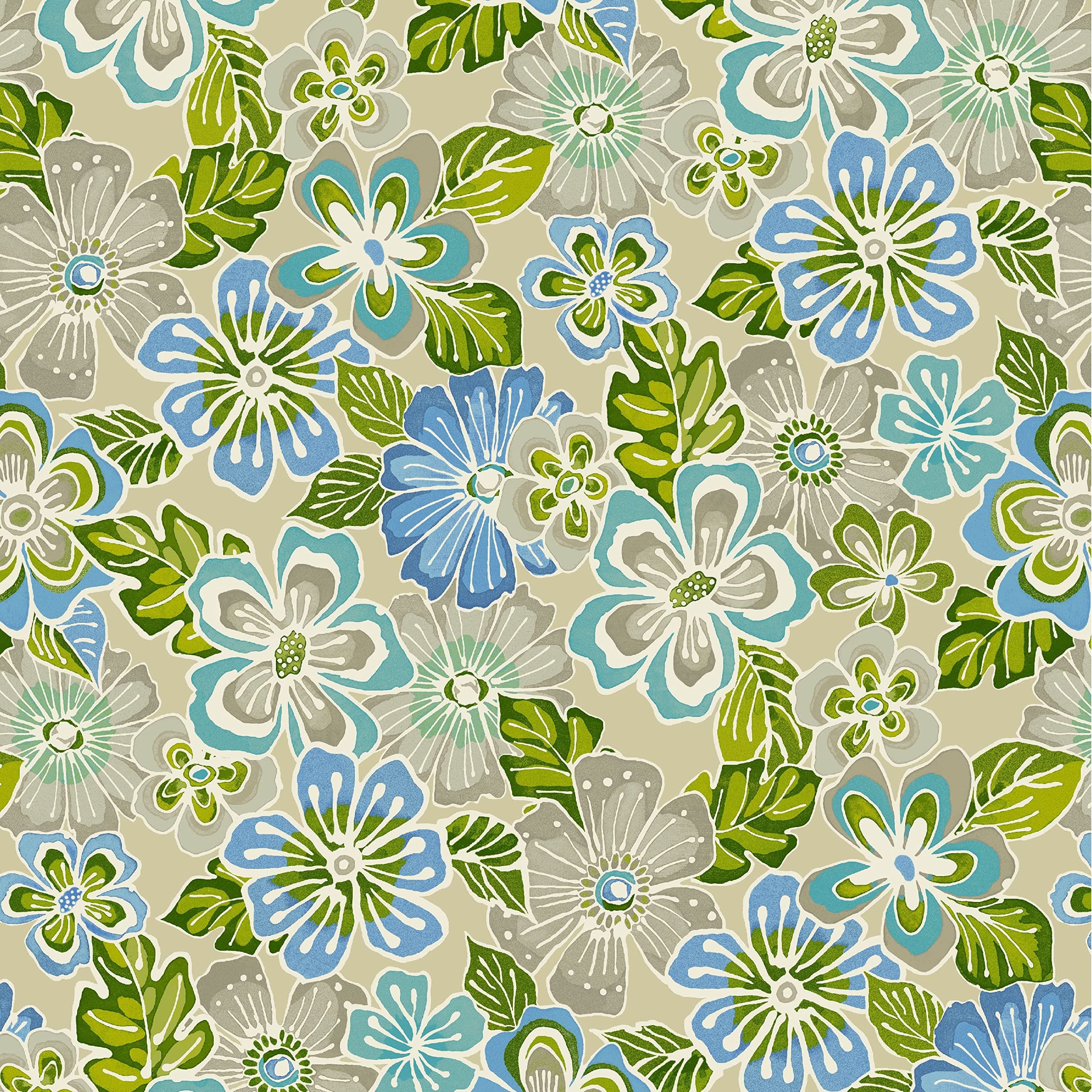 Stitch & Sparkle 100% Cotton Duck 45" Width Pop Flower Print Azure Color Sewing Fabric by The Yard D032G0701