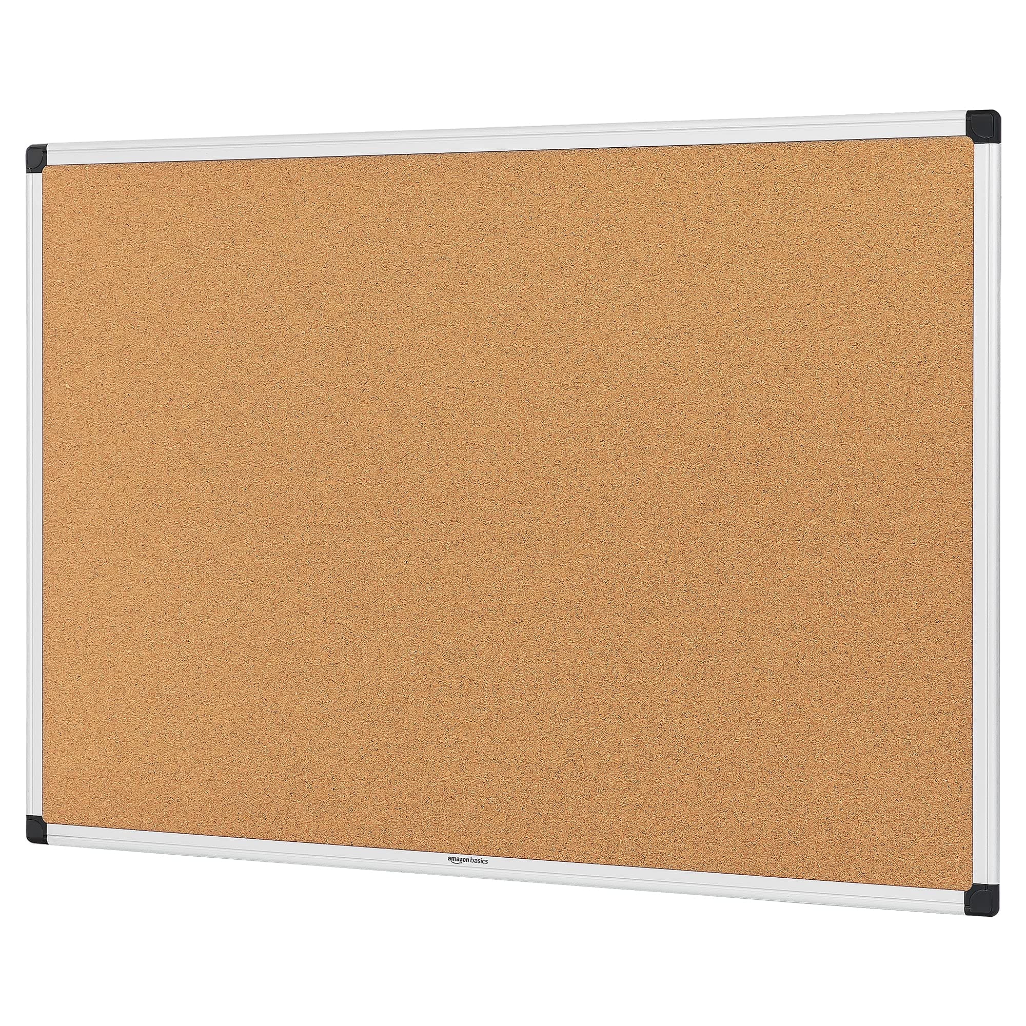 Amazon Basics Aluminum Frame Cork Notice Rectangular Board, 90cm x 60cm, Silver