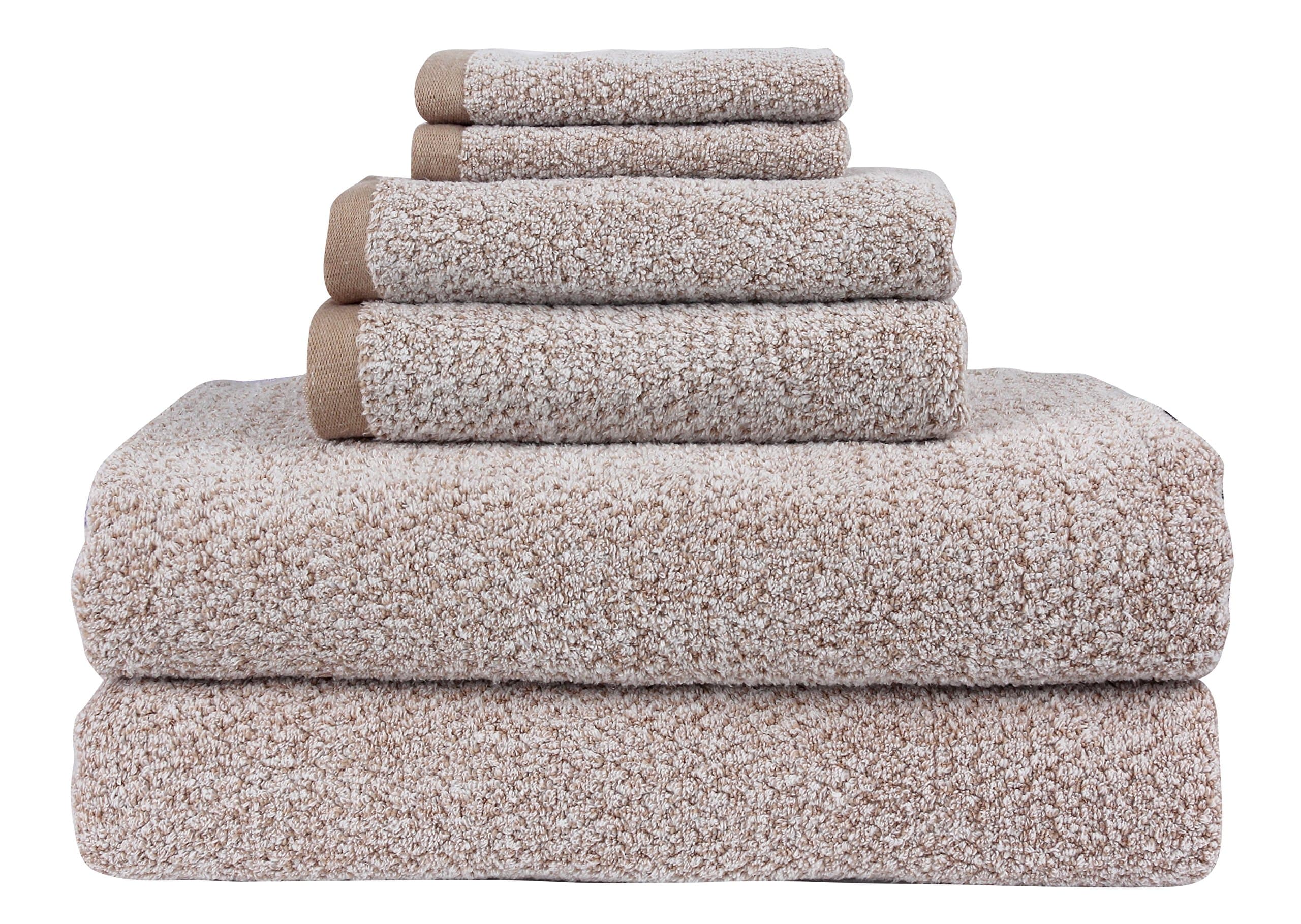 Everplush Diamond Jacquard 6 Pieces Bath Sheet Set, Khaki
