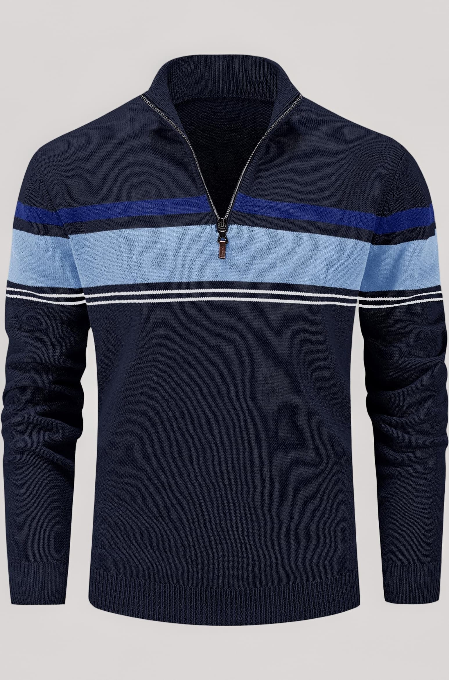 MAGCOMSEN Men's Sweaters 1/4 Zip Up Casual Striped Pullover Polo Sweaters Fall Winter Sweatshirts
