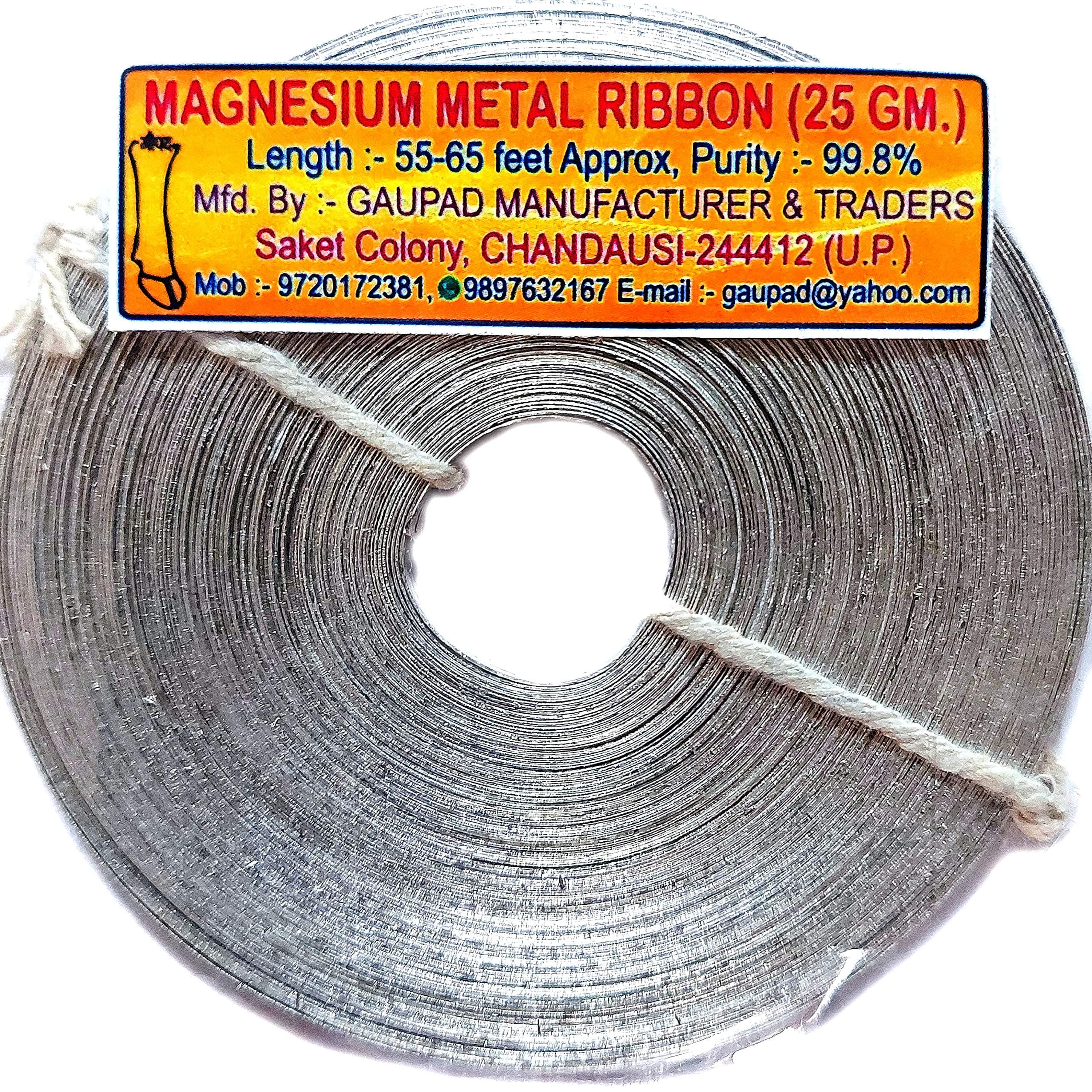Magnesium Ribbon Coil 55-70 Ft, 25 Grams (Pack of 2) Lab Study Purpose